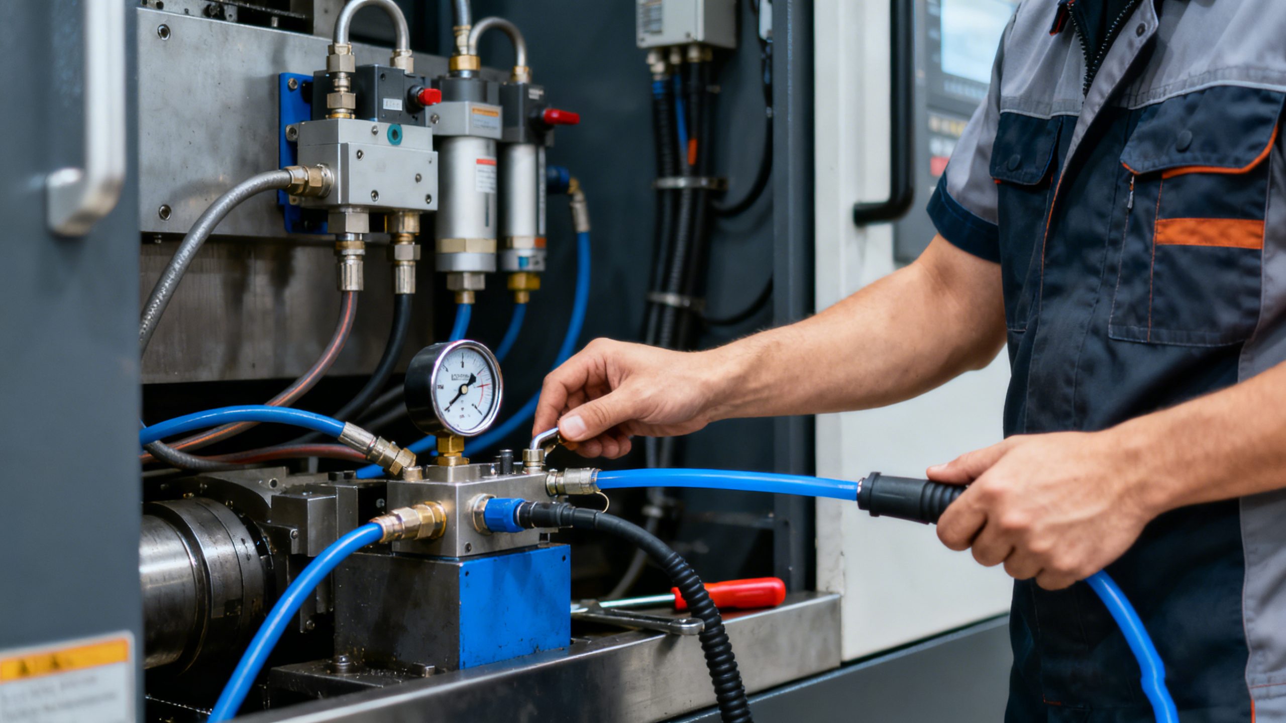 Откачка воздуха и смазка пневматической системы станка с ЧПУ: Процесс профилактического обслуживания оборудования DRC